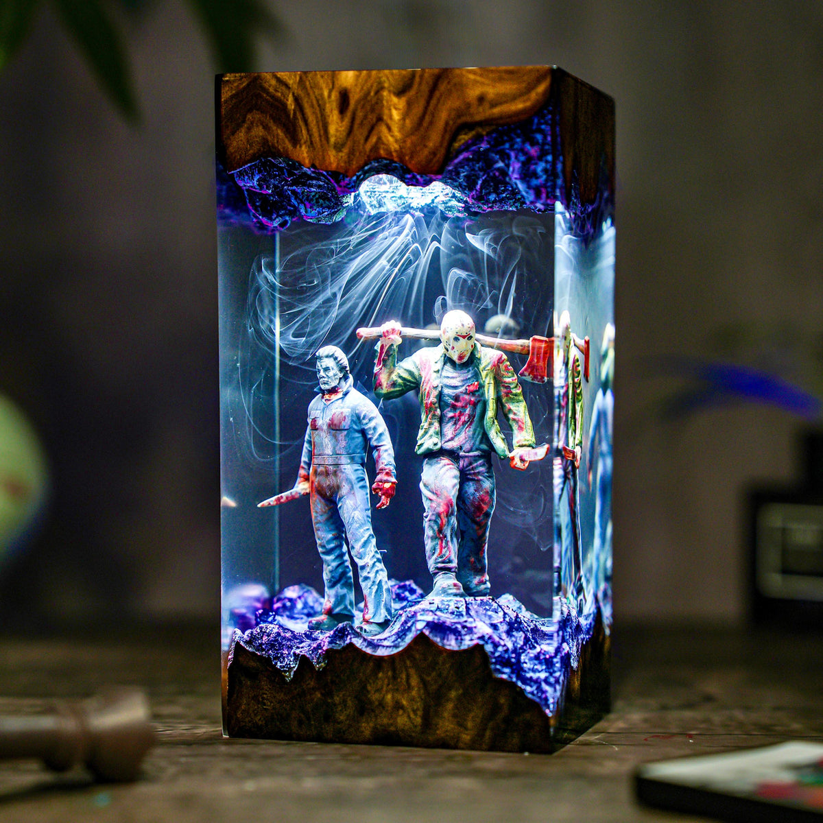 Michael Myers vs Jason Voorhees Epoxy Resin Night Light