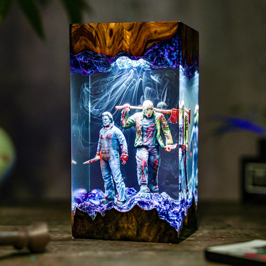 Michael Myers vs Jason Voorhees Epoxy Resin Night Light