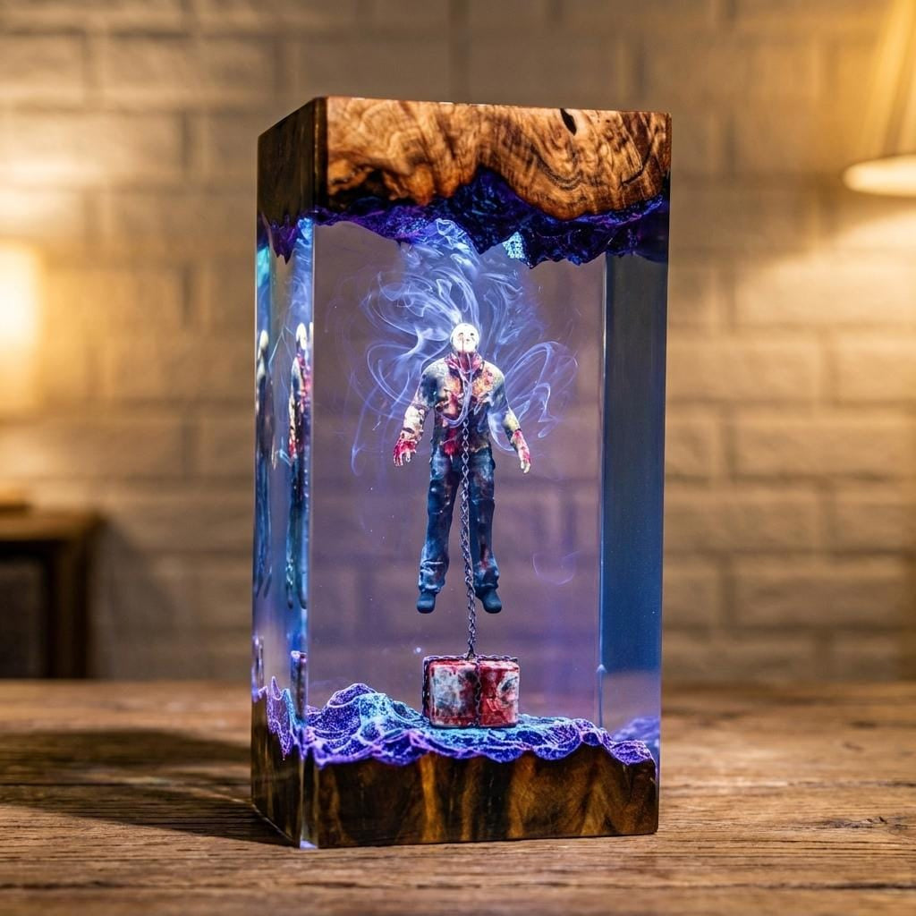 Jason Voorhees Crystal Lake Epoxy Resin Lamp
