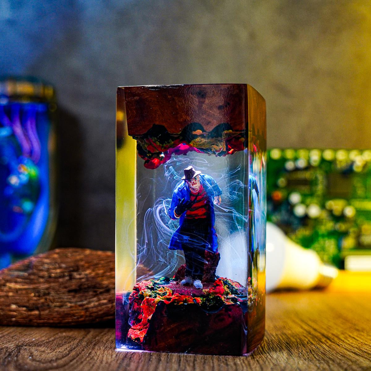 Handmade  Freddy Krueger Trench Coat Epoxy Wood Lamp