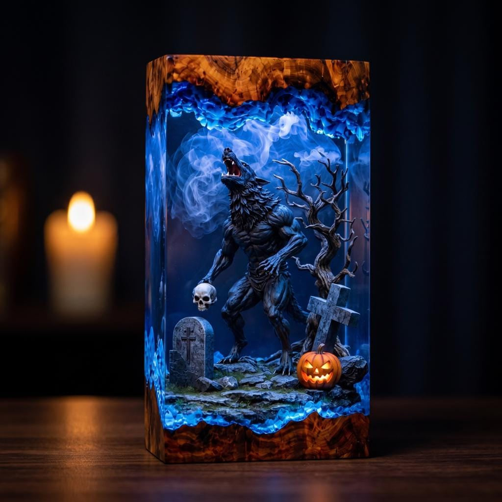 Werewolf Halloween Epoxy Resin Night Lamp