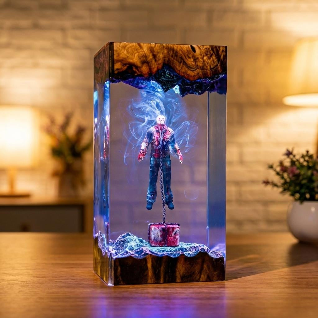 Jason Voorhees Crystal Lake Epoxy Resin Lamp