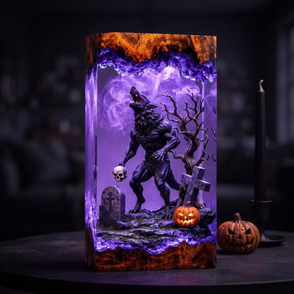 Werewolf Halloween Epoxy Resin Night Lamp