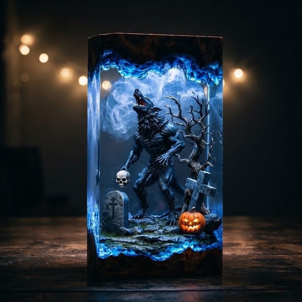Werewolf Halloween Epoxy Resin Night Lamp