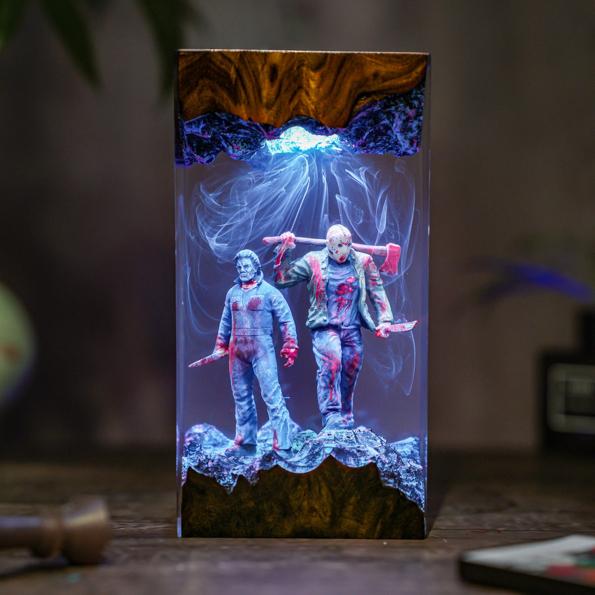 Michael Myers vs Jason Voorhees Epoxy Resin Night Light