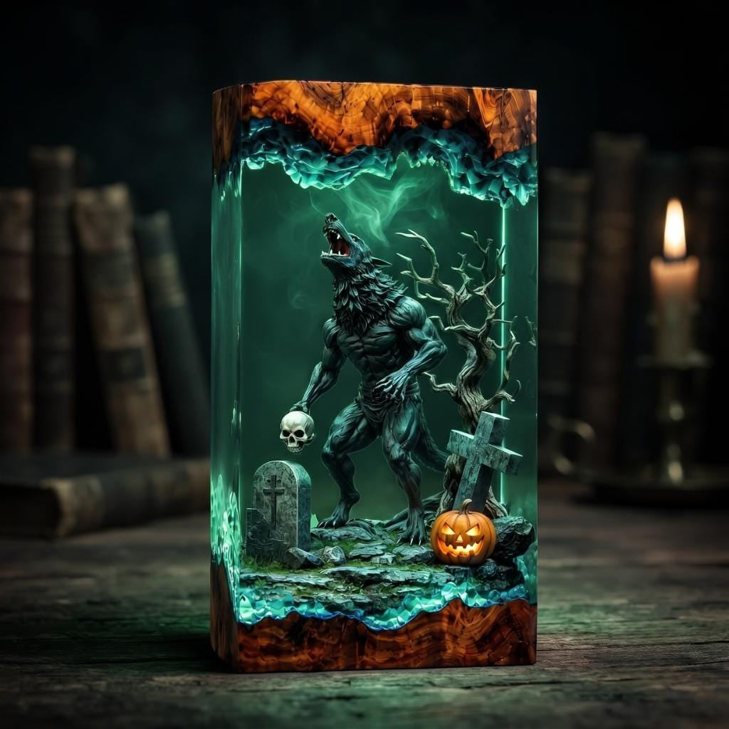 Werewolf Halloween Epoxy Resin Night Lamp