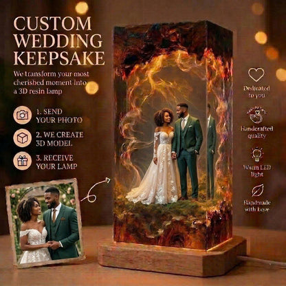 Handmade Personalized Wedding Resin Lamp