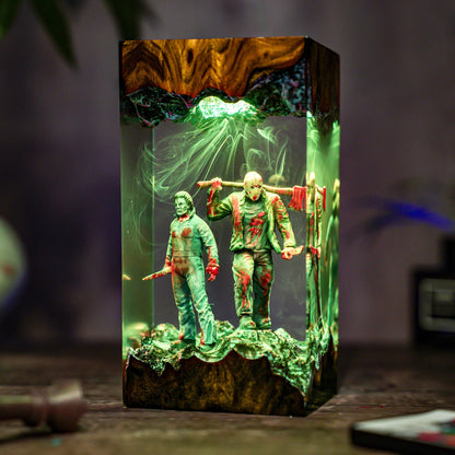 Michael Myers vs Jason Voorhees Epoxy Resin Night Light