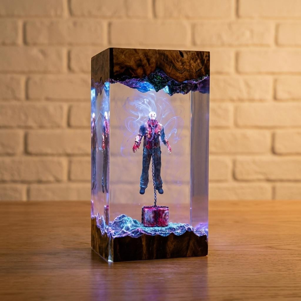 Jason Voorhees Crystal Lake Epoxy Resin Lamp
