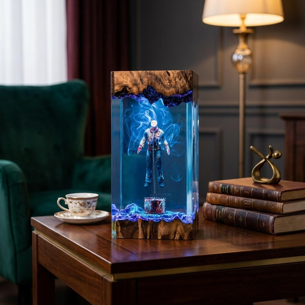 Jason Voorhees Crystal Lake Epoxy Resin Lamp