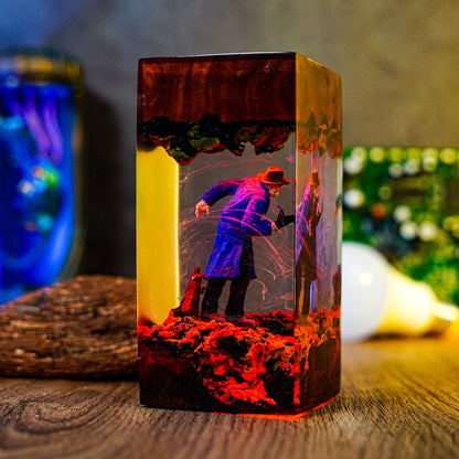 Handmade  Freddy Krueger Trench Coat Epoxy Wood Lamp