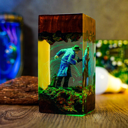 Handmade  Freddy Krueger Trench Coat Epoxy Wood Lamp