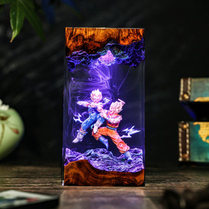 Handcrafted Goku vs Vegeta Epoxy Resin Lamp
