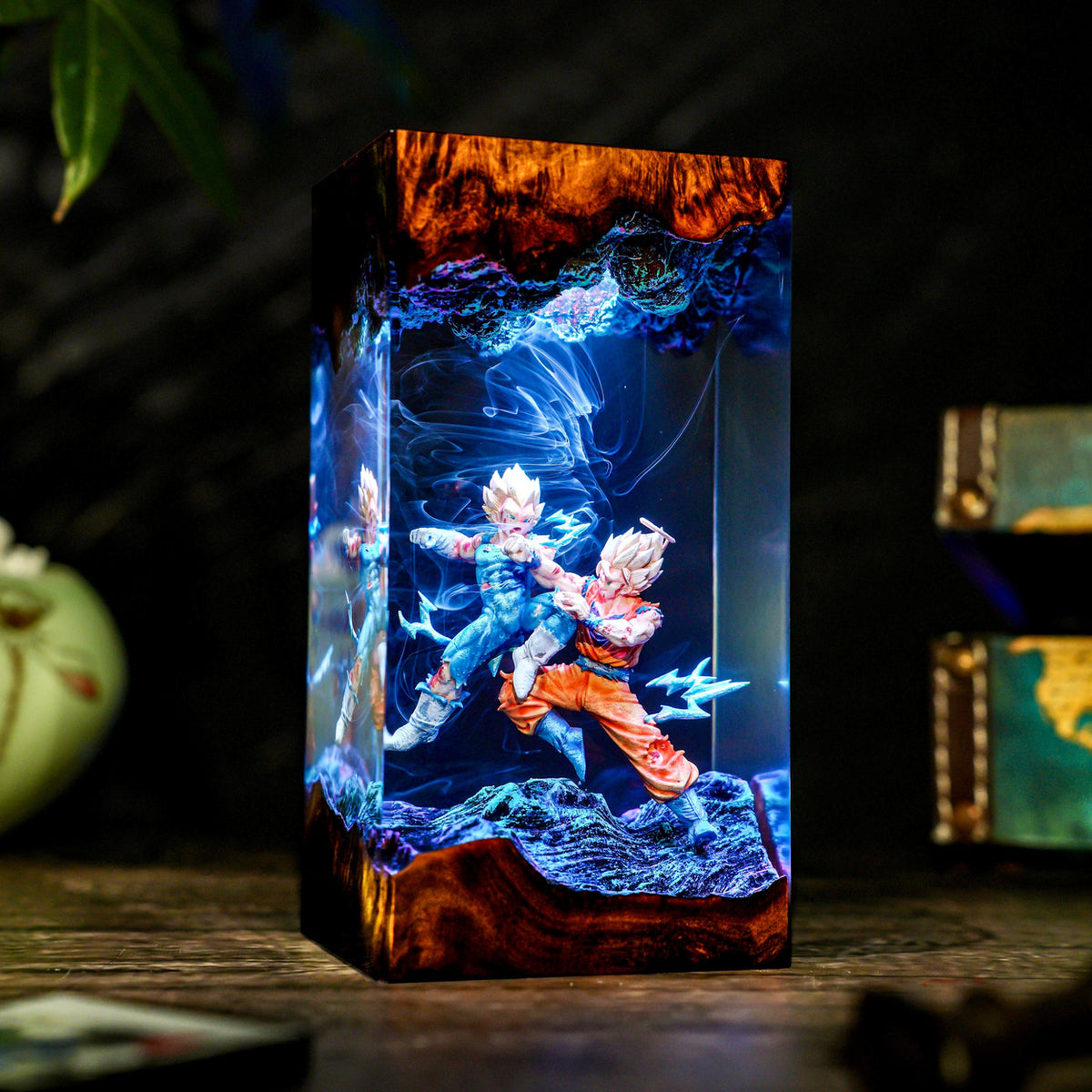 Handcrafted Goku vs Vegeta Epoxy Resin Lamp