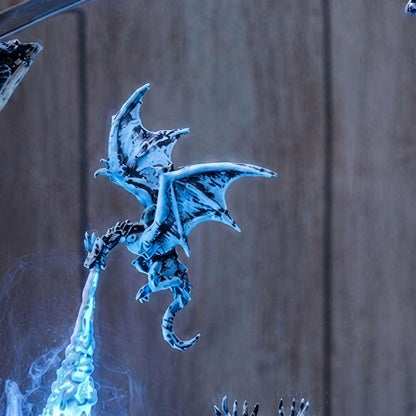 Handmade Ice Dragon Resin Night Light - Fantasy Castle Diorama