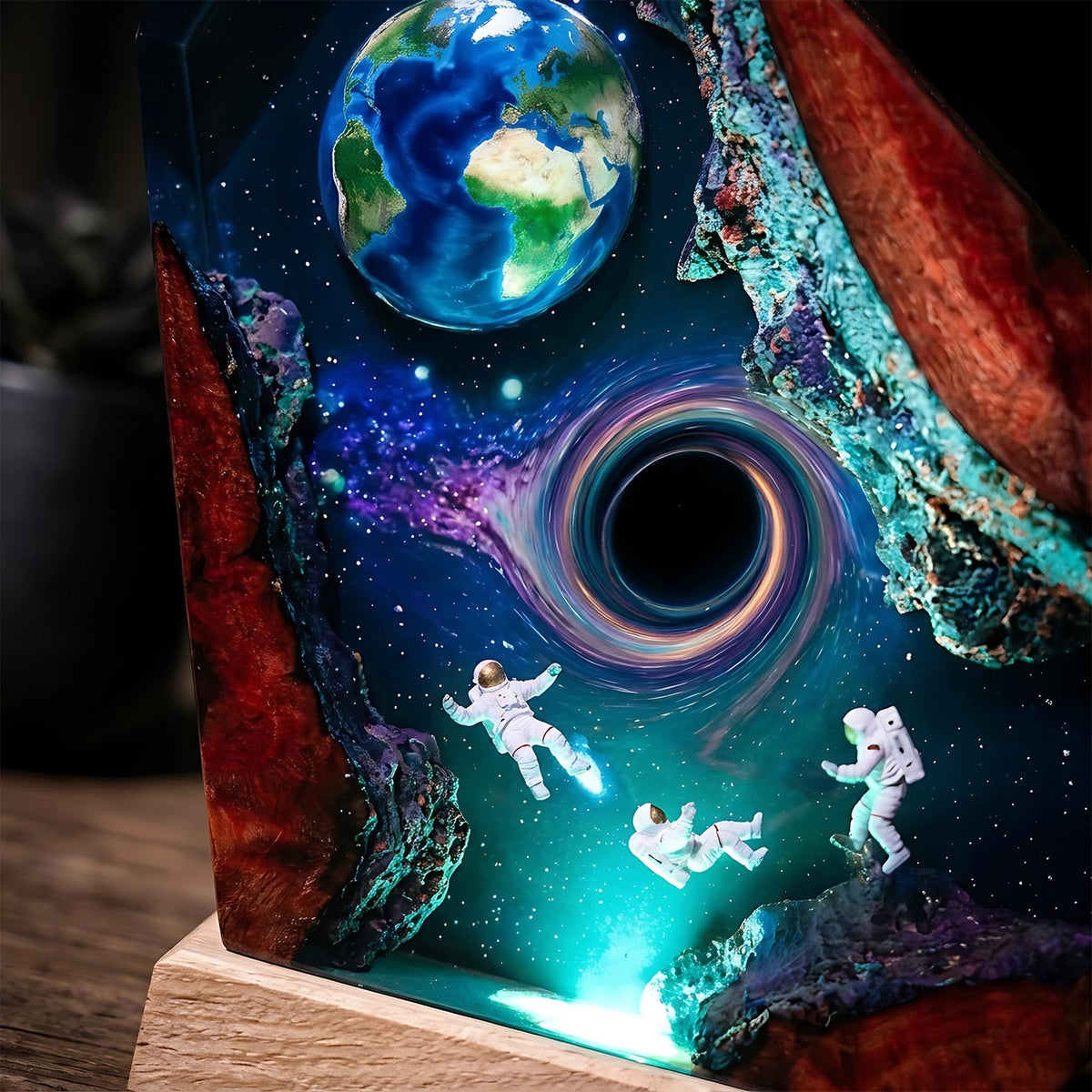 Astronaut & Black Hole Galaxy Epoxy Resin Night Light Lamp