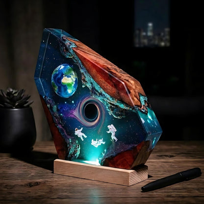Astronaut & Black Hole Galaxy Epoxy Resin Night Light Lamp