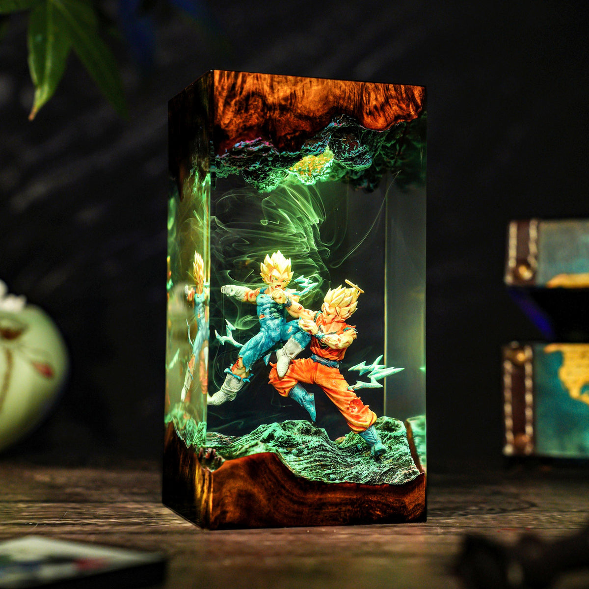 Handcrafted Goku vs Vegeta Epoxy Resin Lamp