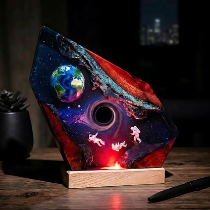 Astronaut & Black Hole Galaxy Epoxy Resin Night Light Lamp