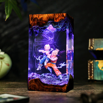Handcrafted Goku vs Vegeta Epoxy Resin Lamp