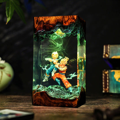 Handcrafted Goku vs Vegeta Epoxy Resin Lamp