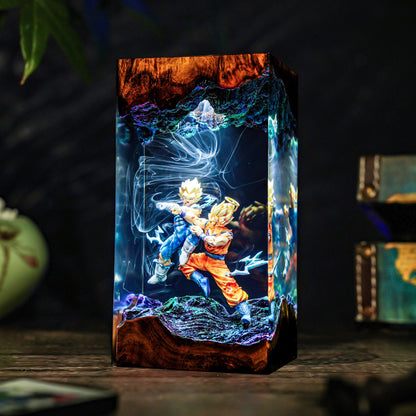 Handcrafted Goku vs Vegeta Epoxy Resin Lamp