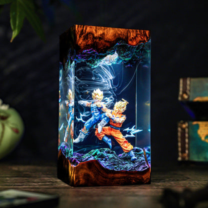 Handcrafted Goku vs Vegeta Epoxy Resin Lamp