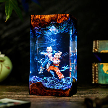 Handcrafted Goku vs Vegeta Epoxy Resin Lamp