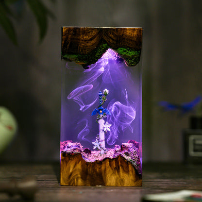 Zelda Master Sword Resin Lamp - Silent Princess Flower Cube Night Light