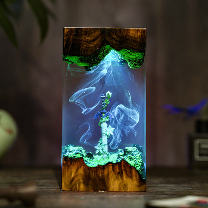 Zelda Master Sword Resin Lamp - Silent Princess Flower Cube Night Light