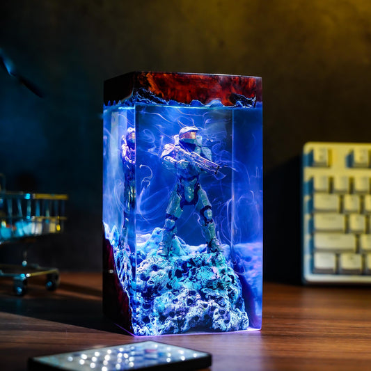 Handcrafted Master Chief Resin Night Light - Unique Gamer Gift for Men