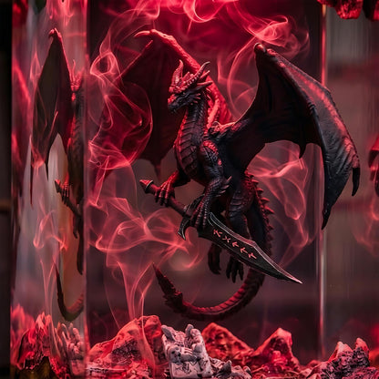 Black Dragon & Sword Mythical Epoxy Resin Night Light Lamp