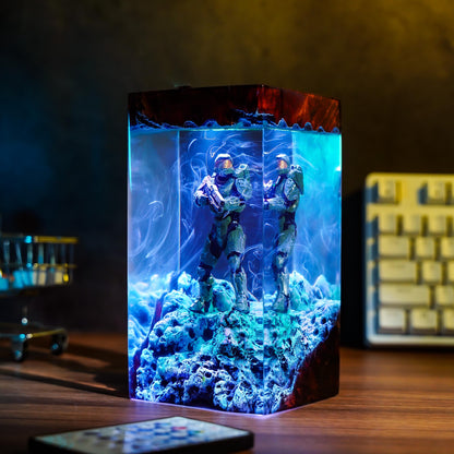 Handcrafted Master Chief Resin Night Light - Unique Gamer Gift for Men