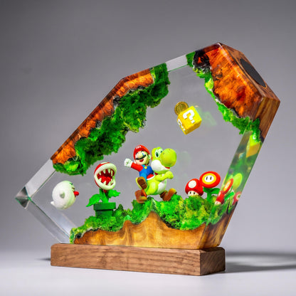 Super Mario and Yoshi Resin Lamp - Retro Anime Cube Night Light Decor