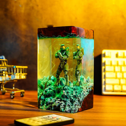 Handcrafted Master Chief Resin Night Light - Unique Gamer Gift for Men