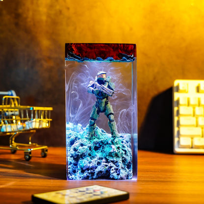 Handcrafted Master Chief Resin Night Light - Unique Gamer Gift for Men