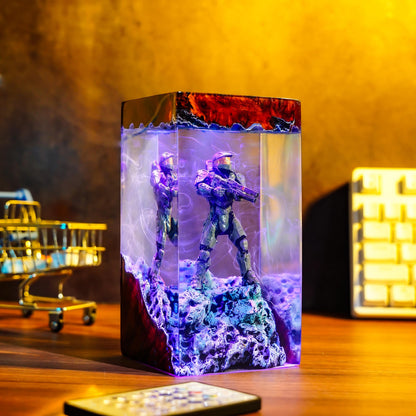 Handcrafted Master Chief Resin Night Light - Unique Gamer Gift for Men