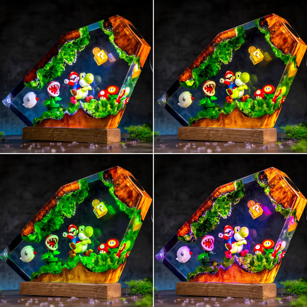 Super Mario and Yoshi Resin Lamp - Retro Anime Cube Night Light Decor