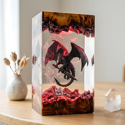 Black Dragon & Sword Mythical Epoxy Resin Night Light Lamp