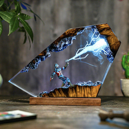 Premium Captain America Thor Hammer Resin Lamp