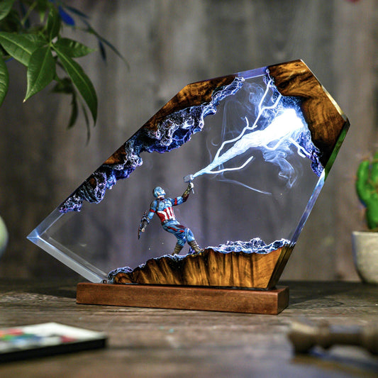 Premium Captain America Thor Hammer Resin Lamp