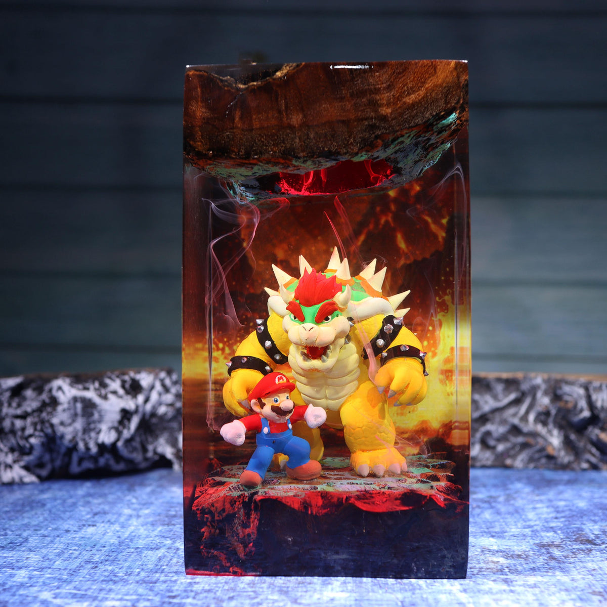 Super Mario vs Bowser Resin Lamp - Koopa King Castle Anime Night Light