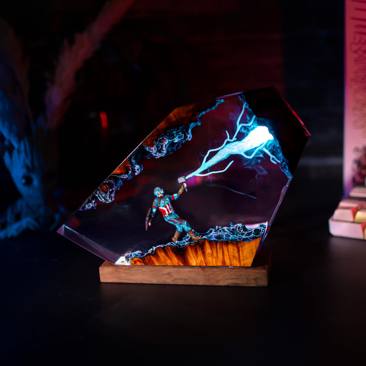 Premium Captain America Thor Hammer Resin Lamp