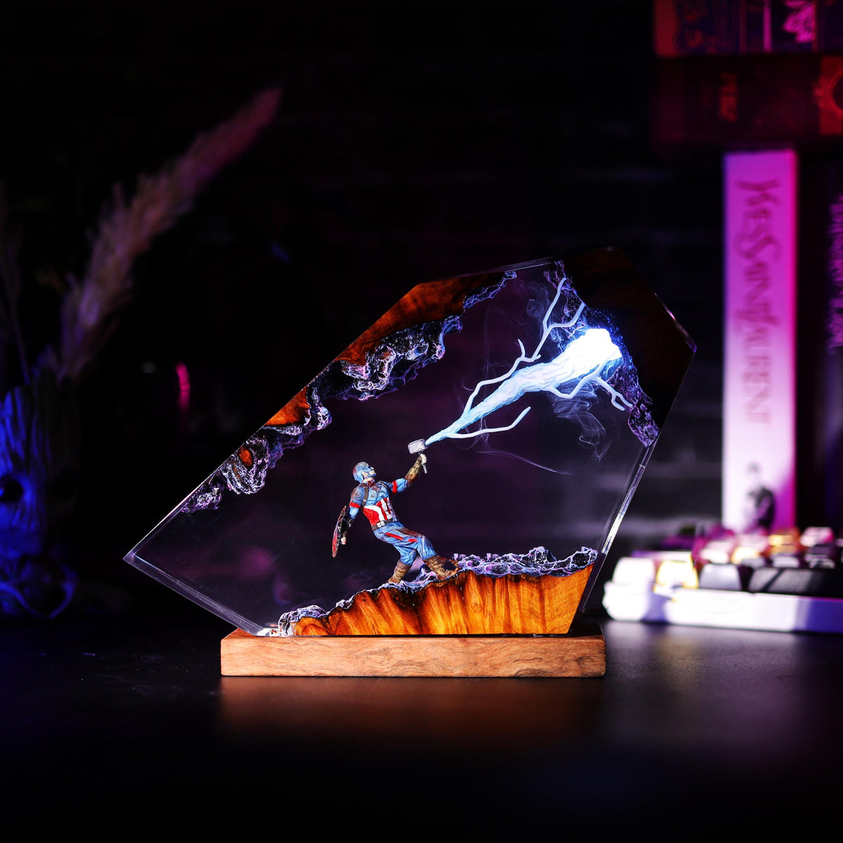 Premium Captain America Thor Hammer Resin Lamp