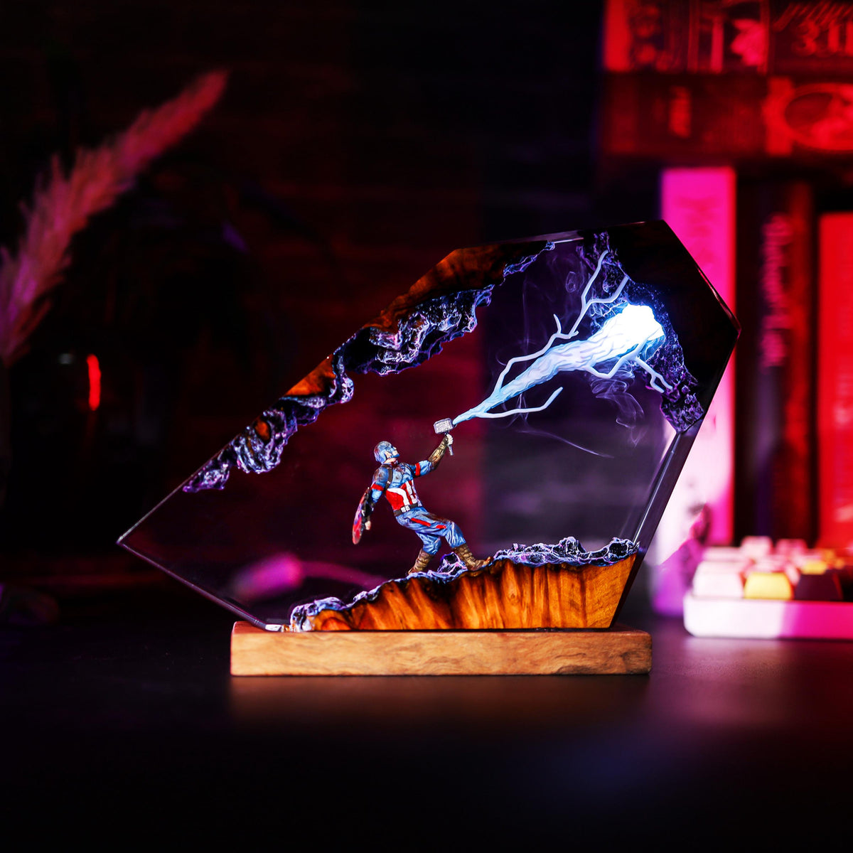 Premium Captain America Thor Hammer Resin Lamp