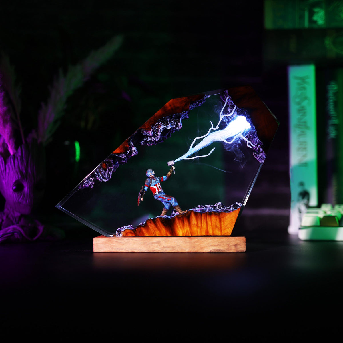 Premium Captain America Thor Hammer Resin Lamp