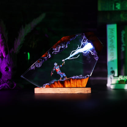 Premium Captain America Thor Hammer Resin Lamp