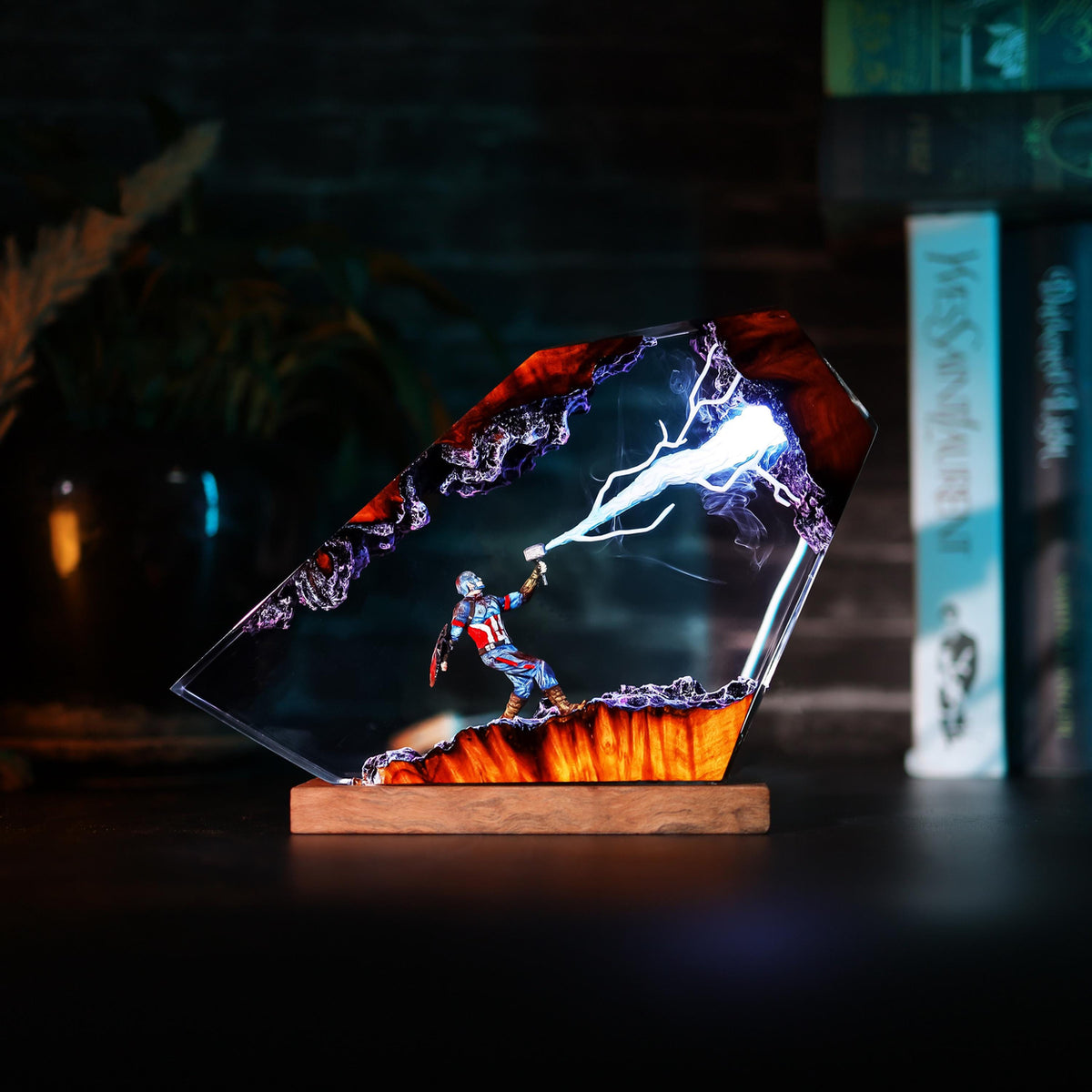 Premium Captain America Thor Hammer Resin Lamp