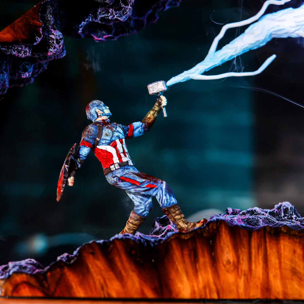 Premium Captain America Thor Hammer Resin Lamp