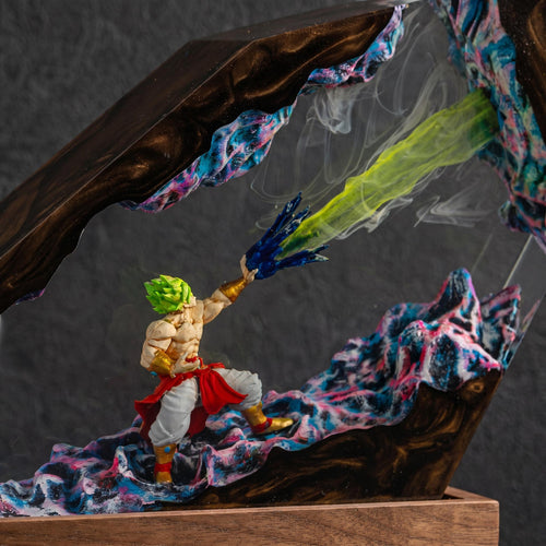 Handcrafted Broly Epoxy Resin Lamp - Premium Legendary Super Saiyan Diorama